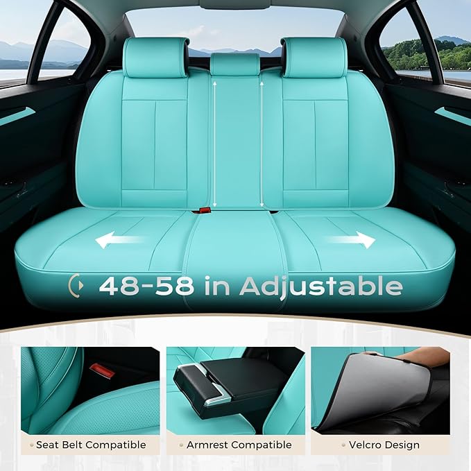 Coverado Car Seat Covers Full Set, Car Seat Protector Waterproof, Nappa Leather Car Seat Cushion, Seat Covers for Cars, Front