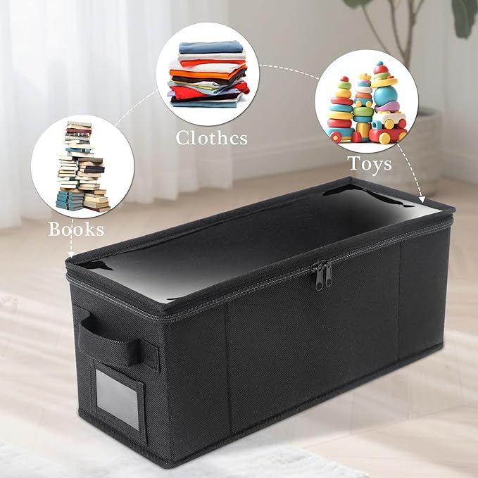 CCidea CD Storage Box with Clear Window - 4 Pack Media Organizer, Innovative Folding Design for CD Discs, CD Holder with Reinforced Handle & Label Slot, Holds 29 CDs Each, Fits Car & Home Use (4)