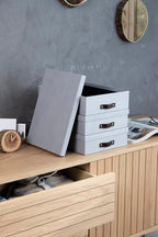Bigso Box of Sweden Oskar Canvas Fiberboard Document Letter Box - File Organizer Box for Important Paperwork - Document Stora