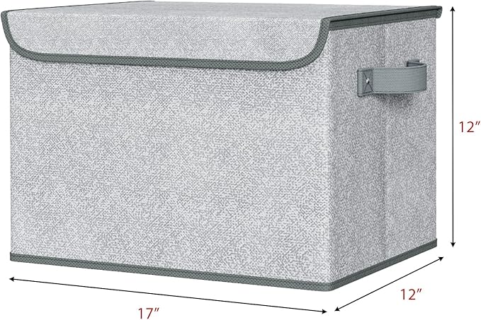 Univivi Storage Bins with Lids [4-Pack] Large Collapsible Stackable Fabric Storage Boxes with Lids, Decorative Closet Organiz