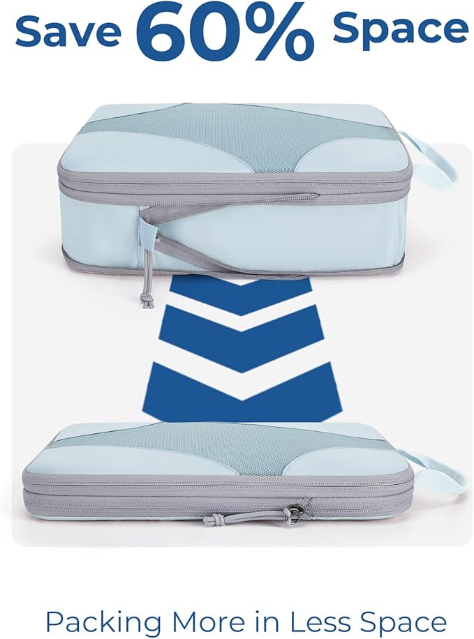BAGSMART Compression Packing Cubes for Travel, Compressible Luggage Organizer for Cruise Ship, Lightweight Travel Essentials 