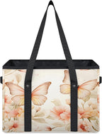 Reusable Grocery Bags Heavy Duty Shopping Bags Foldable Large Tote Bags with Long Handles & Hard Bottom