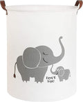 CLOCOR Collapsible Round Storage Bin/Large Storage Basket/Clothes Laundry Hamper/Toy Storage Bin (Love Elephant)