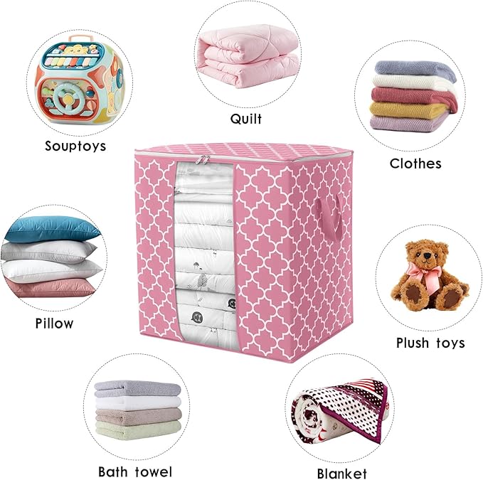 WISELIFE Storage Bags 6 Pack/100L Large Blanket Clothes Organization and Storage Containers for Comforters,Bedding, Foldable 