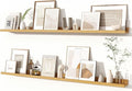 Fun Memories Picture Ledge Shelves Set of 2, 55 Inch Rustic Wall Mounted Floating Shelves with Lip for Home Storage and Décor