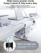 NODOCA No Drill Under Desk Cable Management Tray, 14'' Wire Management, Punch-Free Clamp on, Metal Cable Tray, Wire Organizer
