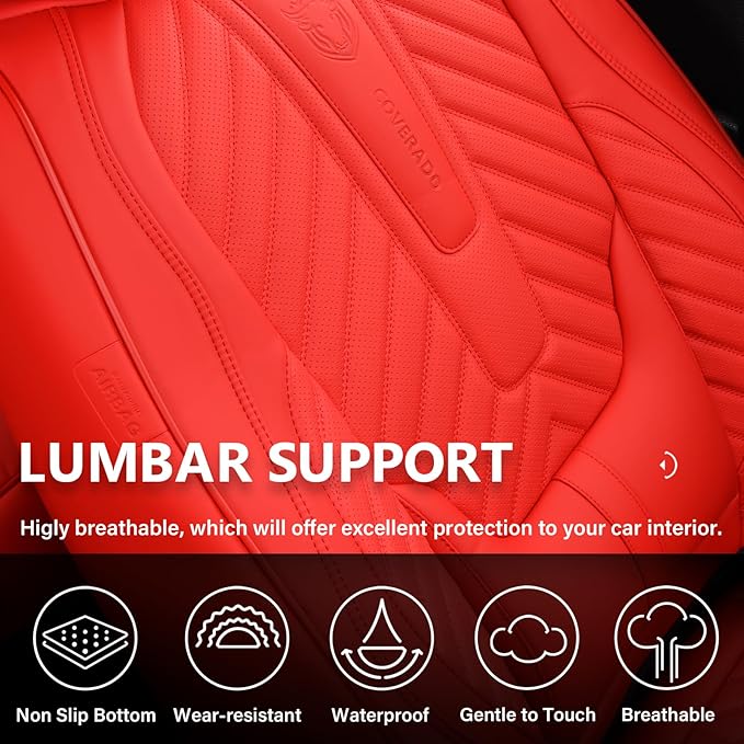 Coverado Car Seat Covers, Leatherette Seat Covers Full Set, Luxury Automotive Seat Covers Protector Cover Seat Universal Fit 