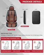 FREESOO Black Brown Front Car Seat Covers - Faux Nappa Leather Seat Covers for Cars, with Carbon Fiber Texture Seatbelt Pads,