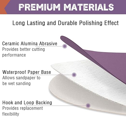 108Pcs 3 Inch Sanding Discs Drill Sanding Attachment, 60 80 320 800 1000 1200 1500 2000 3000 5000 Grit Sandpaper Hook and Loo