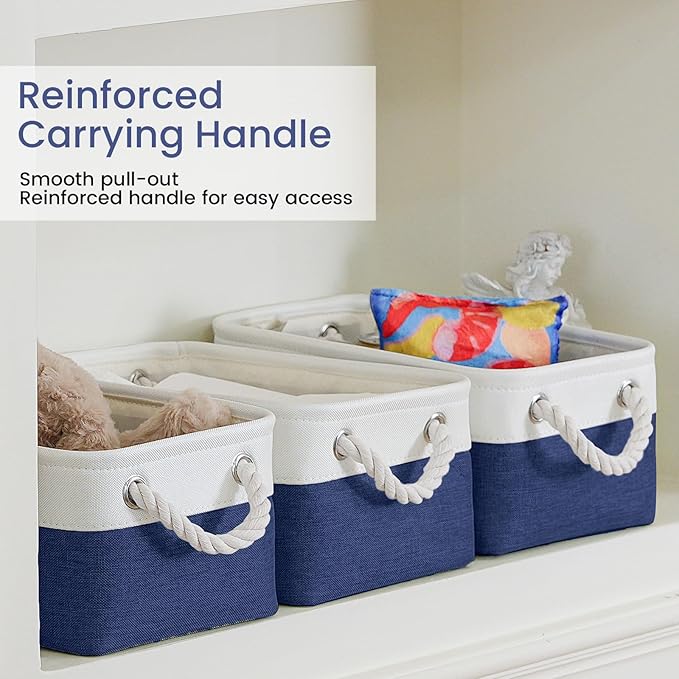 Storage Baskets for Shelves 11.8x7.9x5.2 Inch, Foldable Fabric Storage Bins with Handles, Small Storage Baskets for Organizin