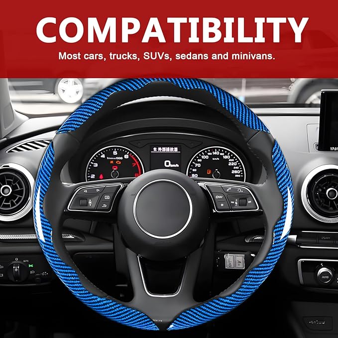 3pcs Universal Carbon Fiber Steering Wheel Cover - Anti-Slip & Segmented Design, Universal 99% Durable Steering Wheel Protect