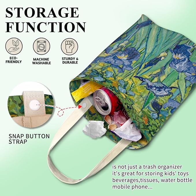 Car Trash Can, Cute Car Trash Bag, Hanging Car Organizer and Storage Bag, Trash Bin for Car Accessories, Vehicle, Travelling, Camping Watercolor Tropical Leafy Pattern