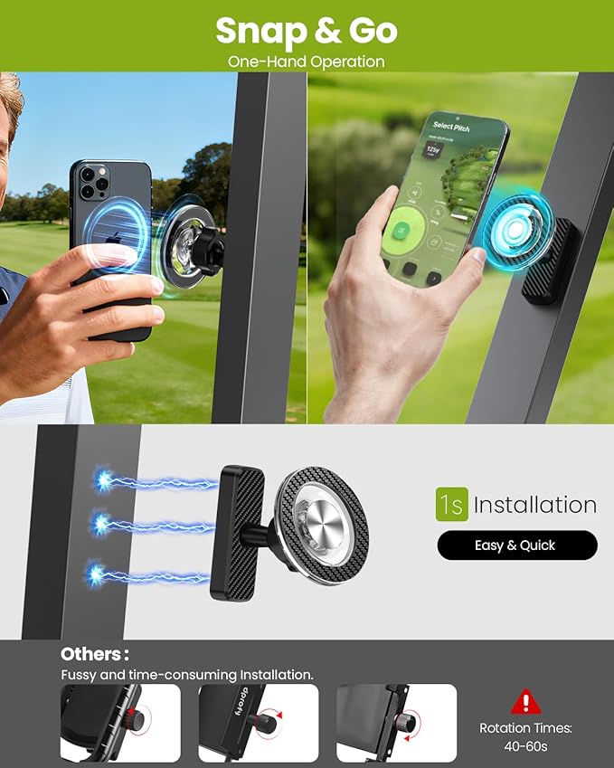 Magnetic Golf Cart Phone Holder 2 Pack, 360° Rotation Golf Accessories for Mens Gifts Ideas, Birthday Gifts for Men Dad Him Grandpa Papa Husband, Upgraded Magnetic Phone Mount for Golf Cart