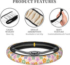 Flowers Floral Steering Wheel Cover Cute Universal 15 Inch Car Accessories Protector for Women Fit Auto SUV Sedan Vans Trucks