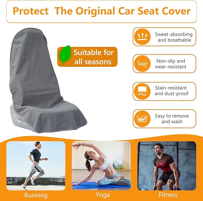 Towel Car Seat Covers - Super Absorbent Front Seat Protectors for Gym, Pets & Travel | Quick-Dry Towel Fabric | Universal Non