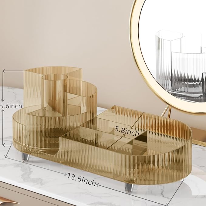 Booklov Roating Makeup Organizer for Vanity, Large Capacity Cosmetic Display Case, Clear Acrylic Countertop Beauty Storage Ho