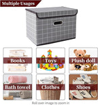 STOREONE Fabric Storage Cube Bins Foldable Organizer Container Collapsible Basket with Lids and Metal Handles, for Home, Bedr
