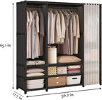 Portable Closet,Portable Closets for Hanging Clothes,Japanese Style Wardrobe with 3 Hanging Rods,9 Storage Shelves,56.2" L x 