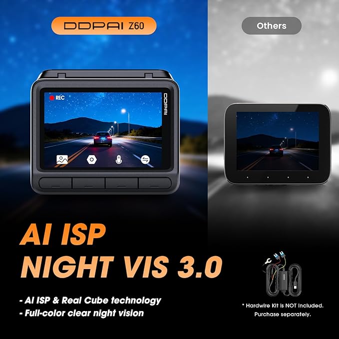 DDPAI 4K Dash Cam Front and Rear, Built-in 32G eMMC Dual Dash Camera for Cars, 128GB Card Included Dashcam,GPS, Night Vision,
