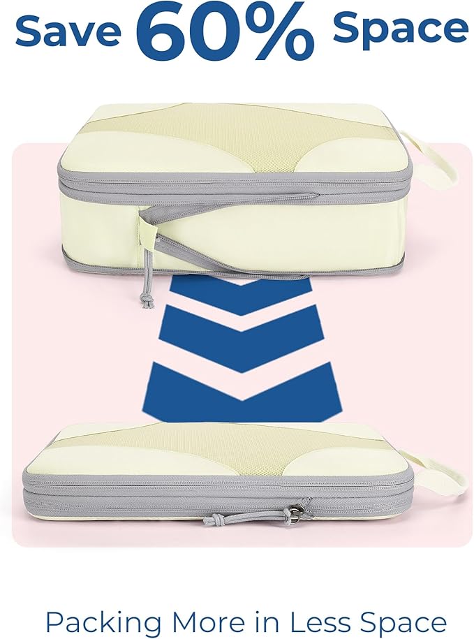 BAGSMART Compression Packing Cubes for Travel, Compressible Luggage Organizer for Cruise Ship, Lightweight Travel Essentials 