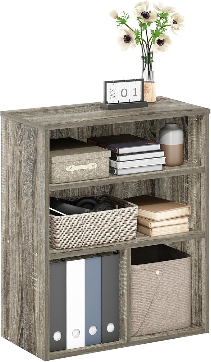 Furinno PASIR Book Shelf, 3-Tier Display Bookshelf, Bookcase, 11.8 x 23.6 x 28.1, for Living Room, Bedroom, Home Office, Fren