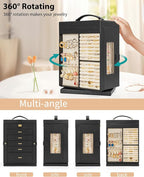 AKOZLIN Jewelry Box 6-Tier Organizer Functional 360° Rotating Jewelry Storage Case for Women Girls Ring Necklace Earring Brac