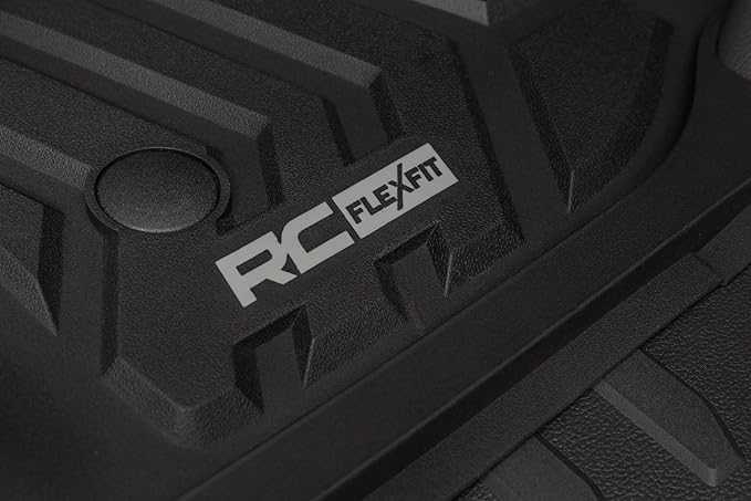 Rough Country Flex-Fit Floor Mats for Ford F-250/350 Super Duty (2017-2025) Crew Cab - Front & Rear Set, Custom All-Weather Non-Slip TPE Liners w/Spill Saver Lip