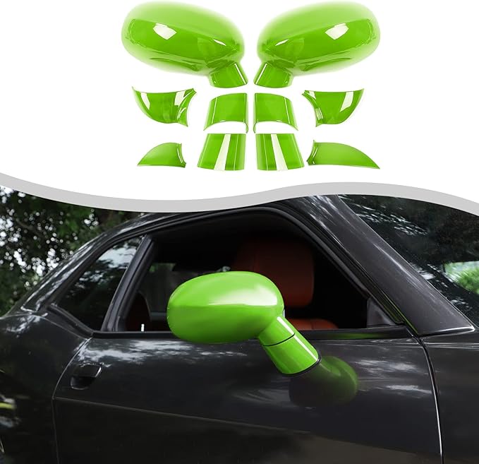 Voodonala for Challenger Rearview Mirror Cover Side Mirror Trim Shell Cover Decoration Trim for 2009-2024+Dodge Challenger Exterior Accessories ASB Green, 10pcs