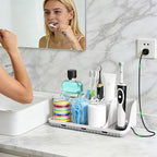 PARKMANI Bathroom Counter Organizers and Storage, Toothbrush Holders for Bathrooms with 3 PCS Qtip Holder, Kids Electric Toot