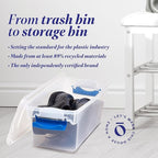 HOMZ 5-Pack Latching Lid, Clear Plastic Storage Organizer Bins, 7.5 Quart, Blue Latch - Stackable Organizing Containers for H