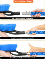 EcoNour 27" Aluminum Snow Brush with Ice Scrapers for Car Windshield and Window | Car Snow Scraper and Brush with Ergonomic Foam Grip Winter Accessories (Blue)
