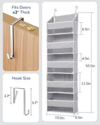 ULG 1 Pack Over Door Organizer with 5 Large Pockets 10 Mesh Side Pockets, 44 lbs Weight Capacity Hanging Storage Organizer wi