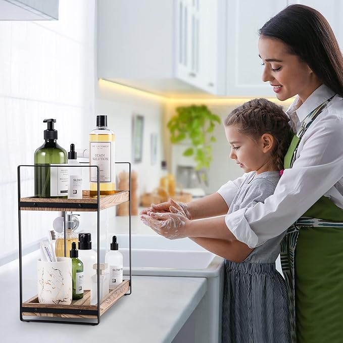 Giftacity Bathroom Counter Organizer and Storage - Kitchen Countertop Organizer for Bathroom Sink and Coffee Bar, 2-Tier Vani