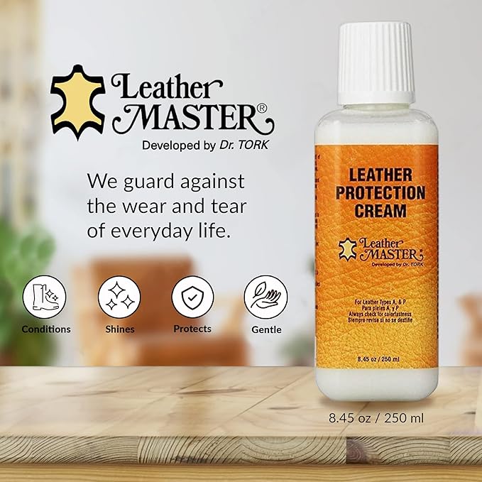 LEATHER MASTER 250ML Leather Protection Cream - Leather Cleaner and Conditioner for Couch Clothes Purses Shoes Boots Car Leat