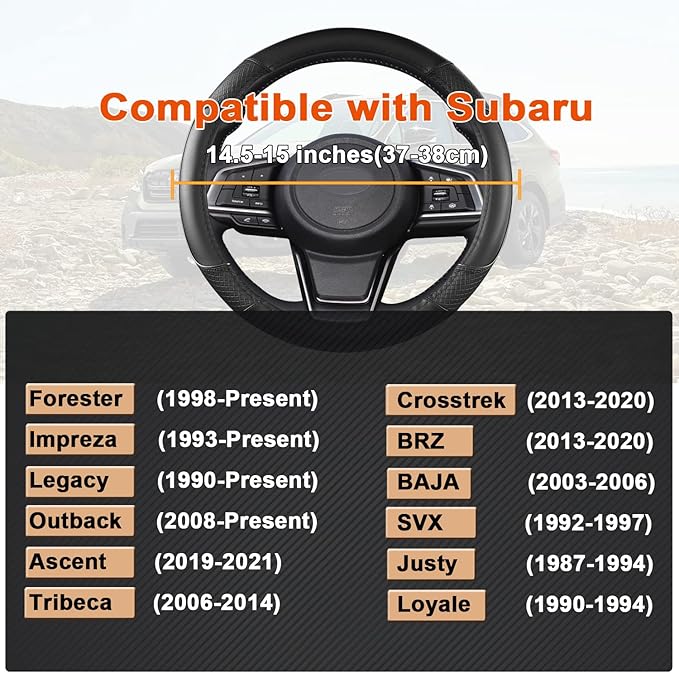 GIANT PANDA Customized Auto Steering Wheel Cover for Subaru Forester, Car Steering Wheel Cover for Subaru Outback and Crosstr