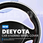 DEEYOTA Car Steering Wheel Cover Universal Fit Round Stitch Steering Wheel Wrap Thin PU Leather Steering Wheel Cover Sewn on 