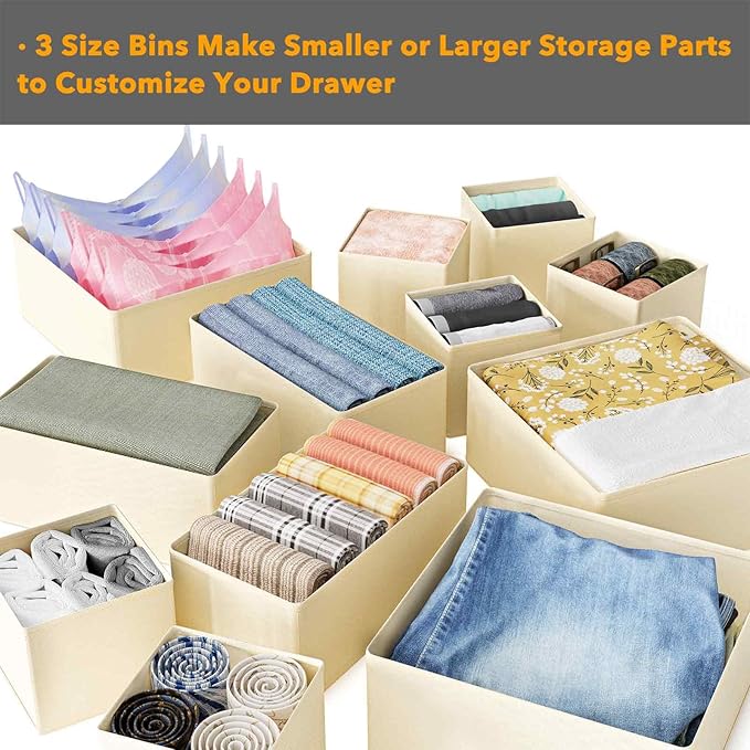SpaceAid Drawer Organizer for Clothes, 18 Pack Dresser Drawer Organizer Bins, Closet Organizers and Storage Dividers for Clot