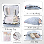 U+U 10 Set Compression Packing Cubes - Ultralight Travel Organizers with Laundry Bag and Cosmetic Bag, Space-Saving Suitcase 