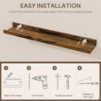 Fun Memories Long Wall Shelves Set of 2-60 Inch Floating Shelves for Wall - Picture Ledge Shelf with Lip for Storage - Wall -