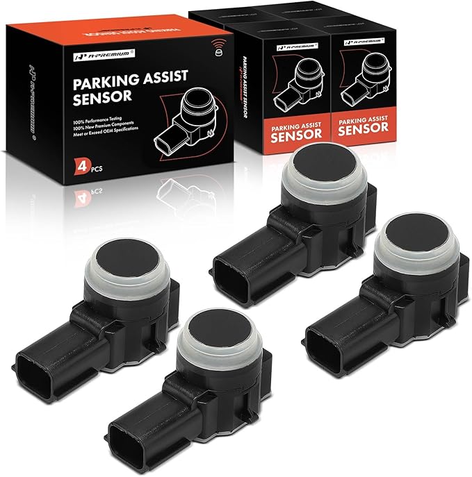 A-Premium 4-PC Reverse Backup Parking Assist Sensor Compatible with Chevrolet, GMC, Buick & Cadillac Models - Silverado 1500 2500 3500 HD, Sierra, Tahoe, Yukon, Malibu, Escalade, Impala, Enclave, Trax