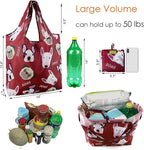 BeeGreen Heavy Duty Bulk Large Reusable Grocery Bags 6 Pack - Foldable Sturdy Recycled Cloth Animal Print Shopping Totes with Handles -Reusable Gifts Bags for Groceries, Travel, Storage & Women