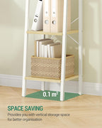 Hzuaneri Ladder Shelf, Bookshelf Bookcase, Freestanding Corner Storage Shelve with 2 Hooks for Home Office, Living Room, Kitc