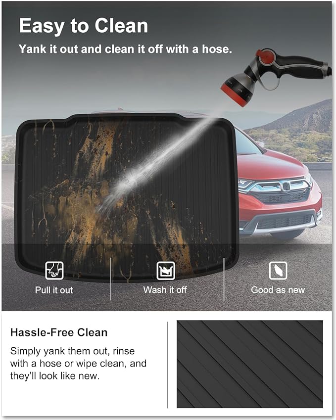 KIWI MASTER Cargo Mat for 2017-2022 Honda CR-V (Tray in Lower Position), Custom Fit All Weather Rear Cargo Liner, Heavy Duty TPE Tray Trunk Mat, Black