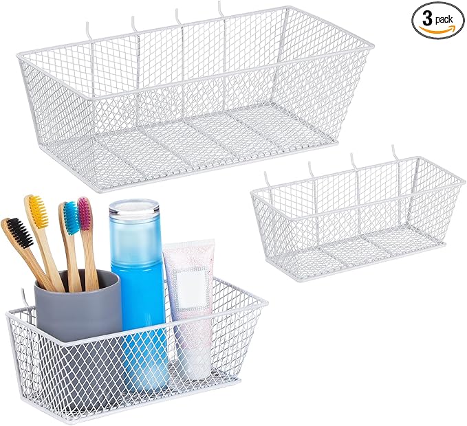 Photect Pegboard Wire Baskets Accessories Hanging Wall Organizer 3 Sizes Pegboard Bins Basket Home Garage Multi Fit Organizer