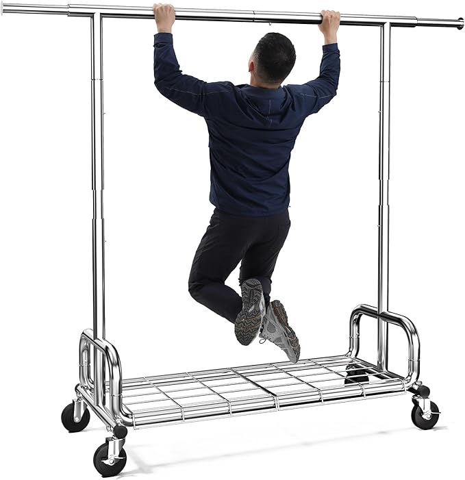 HOKEEPER Clothing Racks Heavy Duty Clothes Rack Adjustable Garment Rack for Hanging Clothes, Portable Coat Rack with Lockable