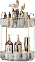 360° Rotating Makeup Organizer, Large-Capacity Skincare Make Up Storage 2 Tier Perfume Organizers Cosmetic Dresser Organizer 