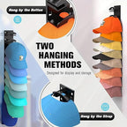2-Pack Hat Organizer for Baseball Caps, 20-Cap Wall Mounted Hat Rack, No-Drill Adhesive or Screw-In Hat Hanger, Sturdy Vertic