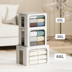4 Pack Clothes Storage Bins with Metal Frame - 36L Stackable Storage Box with Lid，Foldable Storage Container Organizer for Cl
