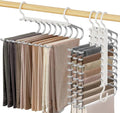 Upgrade 9 Layers Pants Hangers Space Saving, 4 Pack Pant Hangers Organizer Multifunctional Pants Rack Space Saver Closet Orga