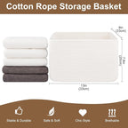 OIASKET Storage Baskets for Organizing, Woven Decorative Baskets for Shelves - Books, Towels, and Clothes, Cotton Rope Toy St